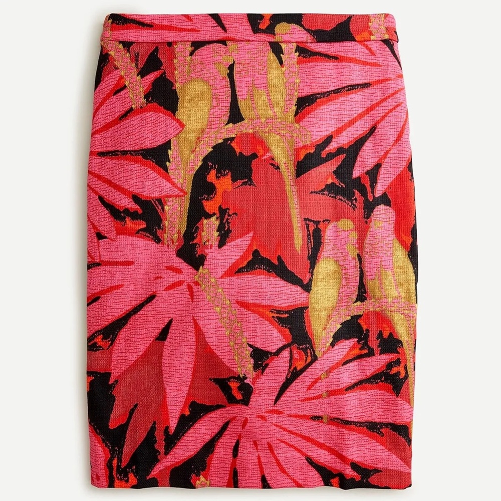 J Crew Palm Print Floral Colorful Pencil Skirt Size 2
